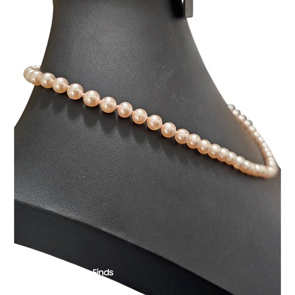 Vintage Faux Pink Pearl Necklace With Gold Tone Clasp 22" Inches Long Elegant Je - Picture 6 of 8